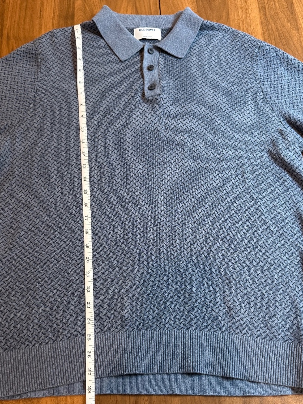 Old Navy Men’s Textured Knit Johnny Collar Polo - Size L - Light Blue - NWOT